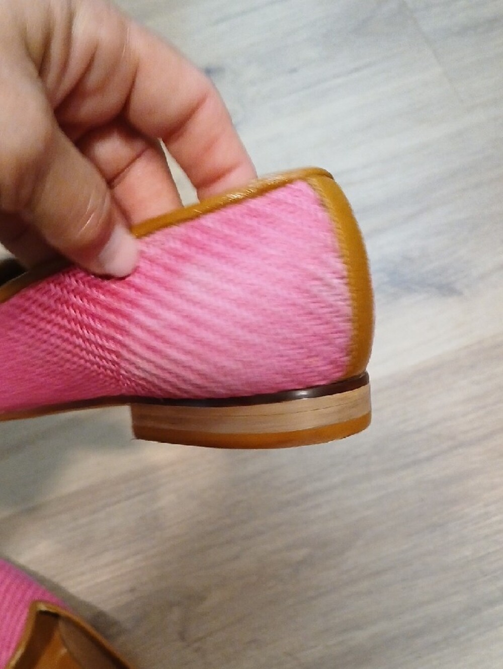 Zalo Coral Pink Woven Slip-On Flats. Made in Spain - Picture 8 of 9